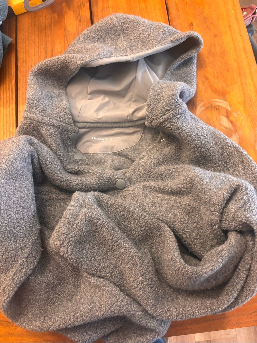 Outdoor Voices Gray Sherpa Hooded Puffer Jacket